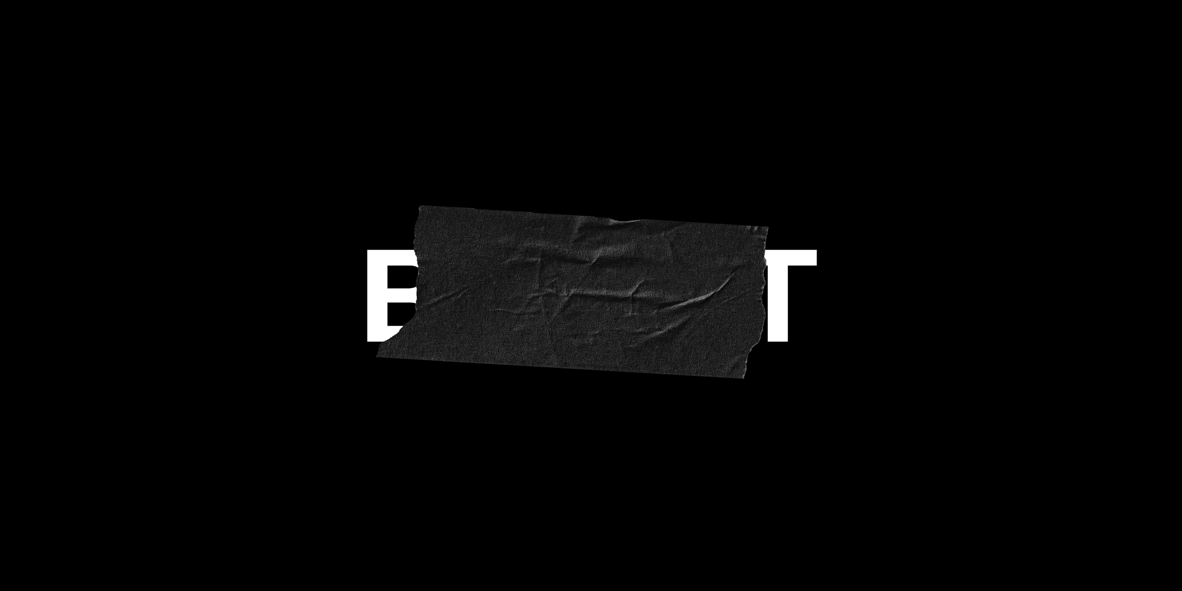 The white BANDIT wordmark on black with a strip of crumpled black gaffer tape over the middle letters, leaving only the B and the T